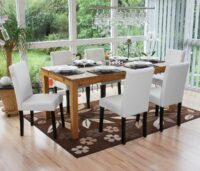 6x Esszimmerstuhl Littau Leder ~ weiss matt dunkle Beine