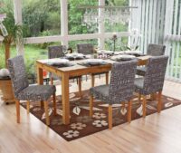 6x Esszimmerstuhl Littau ~ Textil mit Schriftzug