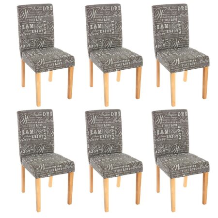 6x Esszimmerstuhl Littau ~ Textil mit Schriftzug