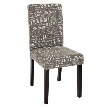 6x Esszimmerstuhl Littau Textil mit Schriftzug grau