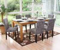 6x Esszimmerstuhl Littau Textil mit Schriftzug grau