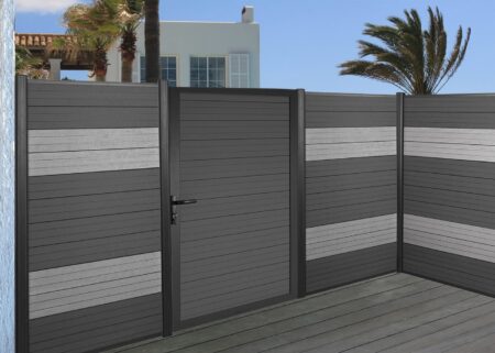 7er Set WPC Sichtschutz Latten Windschutz 90cm 1qm anthrazit Savon