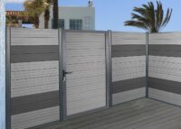 7er Set WPC Latten Sichtschutz Windschutz 90cm 1qm grau MVG Savon