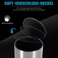 Abfalleimer 20L Edelstahl Treteimer mit Inneneimer Soft Close
