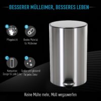 Abfalleimer 20L Edelstahl Treteimer mit Inneneimer Soft Close