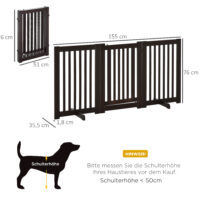 Absperrgitter Holz Freistehendes Schutzgitter für Hunde 155x1.5x76cm