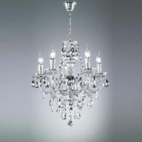 Acryl Kronleuchter Lüster 5-flammig chrom