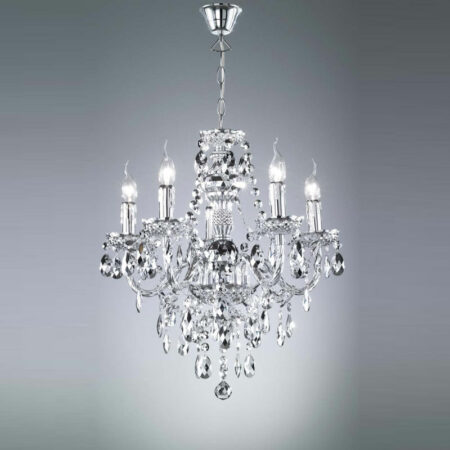 Acryl Kronleuchter Lüster 5-flammig chrom