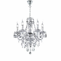 Acryl Kronleuchter Lüster 5-flammig chrom