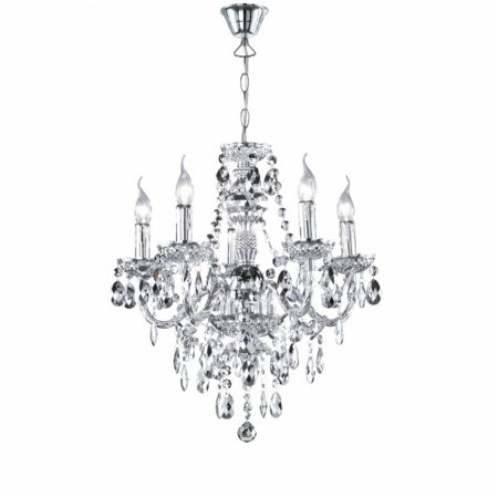 Acryl Kronleuchter Lüster 5-flammig chrom