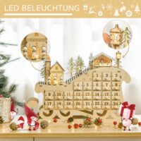 Adventskalender Holz mit Lichter 45 cm x 10 cm x 31 cm