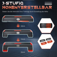 Aerobic-Stepper Steppbrett Höhenverstellbar 3 Stufen