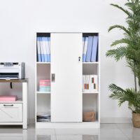 Aktenschrank Büroschrank mit 3 Regalen und 2 Türen weiss