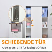 Aktenschrank Büroschrank mit 3 Regalen und 2 Türen weiss