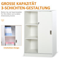 Aktenschrank Büroschrank mit 3 Regalen und 2 Türen weiss