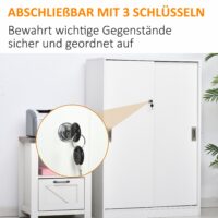 Aktenschrank Büroschrank mit 3 Regalen und 2 Türen weiss