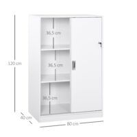 Aktenschrank Büroschrank mit 3 Regalen und 2 Türen weiss
