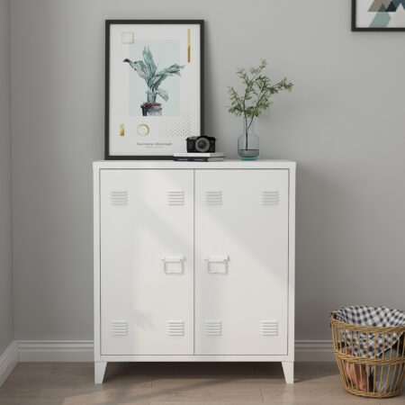 Metallschrank Kommode Oripää 90x80x33cm Weiss