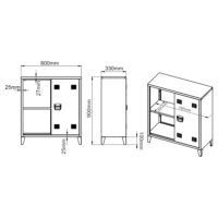 Metallschrank Kommode Oripää 90x80x33cm Schwarz