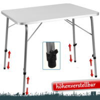 Alu Campingtisch klappbar + höhenverstellbar 80 cm x 60 cm