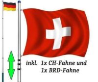 Alu Fahnenmast 650 cm + 2 x Fahnen CH+DE