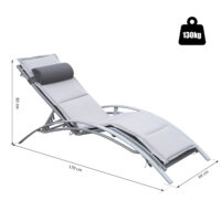 Alu Liegestuhl Gartenliege mit Auflage und Nackenrolle