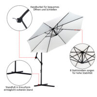 Ampelschirm Sonnenschirm ∅300cm mit Handkurbel creme
