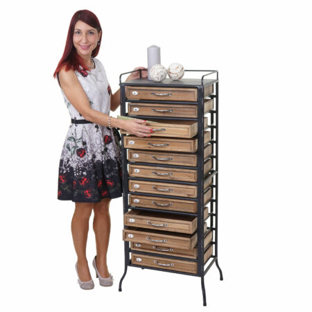 Apotheker-Schrank HWC Kommode Holz massiv 129x55x38cm