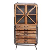 Apothekerschrank Holz & Metall 128x60x33cm Industrial Schrank