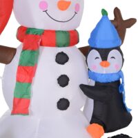 Aufblasbarer LED-Schneemann mit 3 Pinguinen 180cm