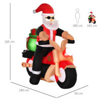 Aufblasbarer LED-Weihnachtsmann auf Motorrad Rocker Santa