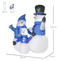 Aufblasbarer Schneemann Familie mit LED 120cm