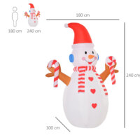 Aufblasbarer Schneemann mit rotierender Beleuchtung 180cm