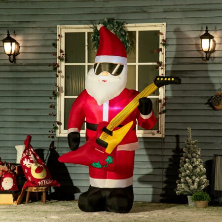 Aufblasbarer Weihnachtsmann 215cm  mit E-Gitarre