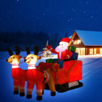 Aufblasbarer Weihnachtsmann Schlitten 240x155 cm beleuchtet XXL