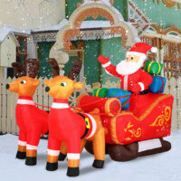 Aufblasbarer Weihnachtsmann Schlitten 240x155 cm beleuchtet XXL