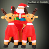 Aufblasbarer Weihnachtsmann Schlitten 240x155 cm beleuchtet XXL