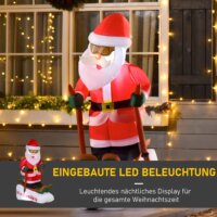 Aufblasbarer Weihnachtsmann auf Ski beleuchtet