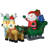 Aufblasbarer Weihnachtsmann mit Rentieren 125cm