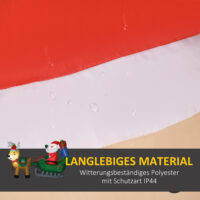 Aufblasbarer Weihnachtsmann mit Rentieren 125cm