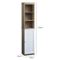 Badezimmerhochschrank mit 6 Regalfächern 34 x 26 x 170 cm