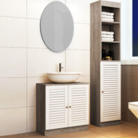 Badezimmerhochschrank mit 6 Regalfächern 34 x 26 x 170 cm