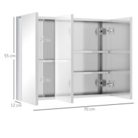 Badezimmerschrank Spiegelschrank Edelstahl Silber 70x12x55cm