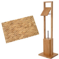 Badezimmerset WC-Papierhalter + Badematte Badset Bambus