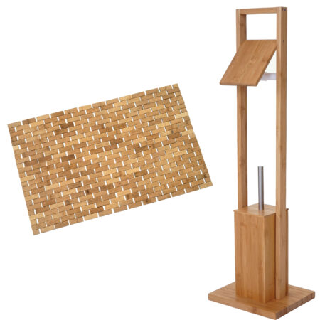 Badezimmerset WC-Papierhalter + Badematte Badset Bambus