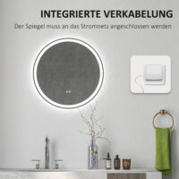 Badezimmerspiegel Badspiegel mit LED-Beleuchtung Ø60cm