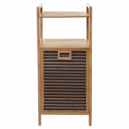 Badregal mit Wäschekorb 28l Standregal Bambus 95x40x30cm