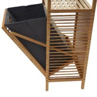 Badregal mit Wäschekorb 28l Standregal Bambus 95x40x30cm