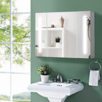 Badschrank mit Beleuchtung Spiegelschrank LED 90x15x65cm