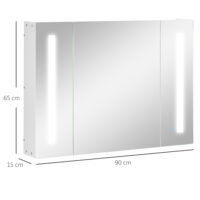 Badschrank mit Beleuchtung Spiegelschrank LED 90x15x65cm
